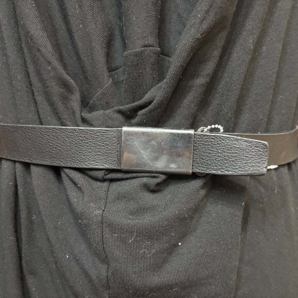 New Ralph Lauren Collection Black Napa Leather Art Deco Belt SILVER Buckles S